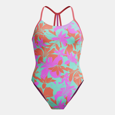 Speedo - Girls - Allover Digital Lane Back One Piece - Kaluna Floral/Arctic Glass