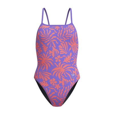 Speedo - Womens - Printed Web Back - Coral Cluster/Indigo Glow