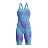 Speedo - Womens - Fastskin HyperSpark Printed Openback Kneeskin - Under Current/Sugar Blue