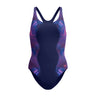 Speedo - Womens - Engineered Print Butterfly Back One Piece - Anthracite / Peacoat