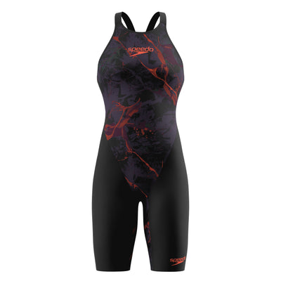 Speedo - Womens - Fastskin LZR Pure Valor 2.0 Openback Kneeskin - Black Ember/Black