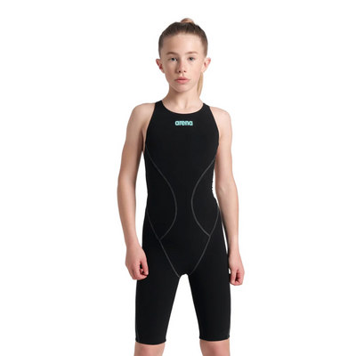 Arena - Girls - Powerskin Impulso Openback Race Suit - Black/Teal