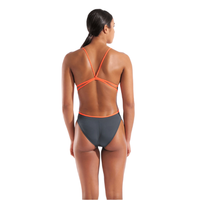 Arena - Womens - Lace Back One Piece - Asphalt-Coral