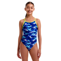 Funkita - Girls - Diamond Back One Piece - Clean Marine