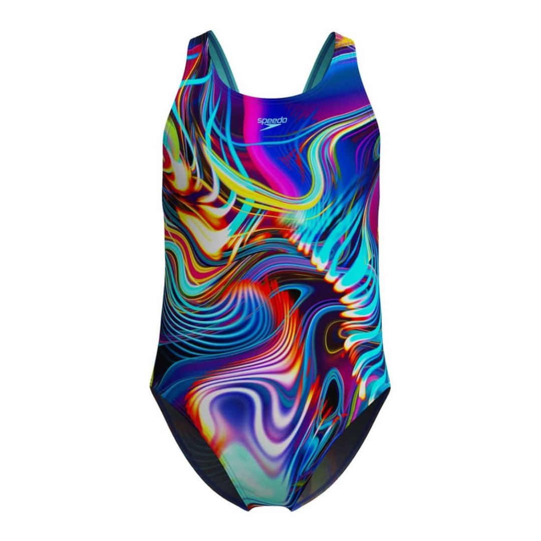 Speedo - Girls - Endurance+ Digital All over Leaderback One Piece - Molten Blur