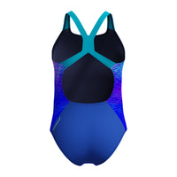 Speedo - Girls - Endurance+ Print Placement Powerback One Piece - Deep Sapphire/Mayan Blue