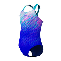 Speedo - Girls - Endurance+ Print Placement Powerback One Piece - Deep Sapphire/Mayan Blue
