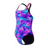 Speedo - Girls - Allover Print Powerback One Piece - Margarita Pink/Peacoat