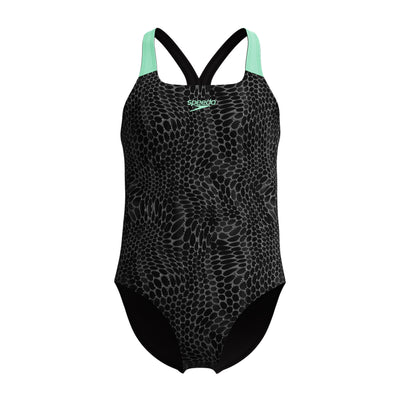 Speedo - Girls - Endurance+ Digital Allover Powerback One Piece - Alfalafa Green