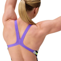 Speedo - Junior Girls - Print Powerback - Fronds/Indigo Glow