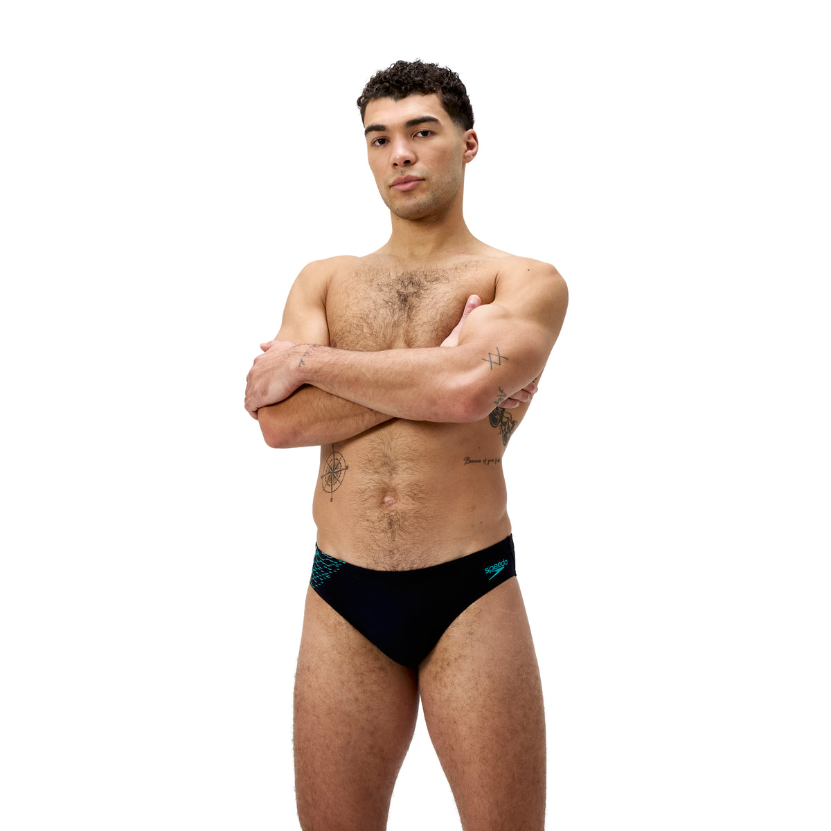 Speedo - Mens - 7cm Tech Panel Brief - Black/Turquoise Gem