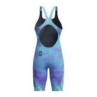 Speedo - Womens - Fastskin HyperSpark Printed Openback Kneeskin - Under Current/Sugar Blue