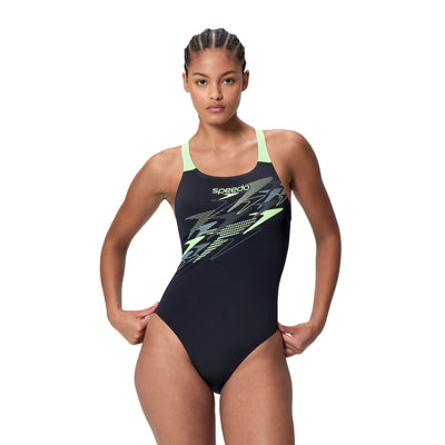 Speedo - Womens - Medley Logo One Piece - Anthracite/Pale Clover