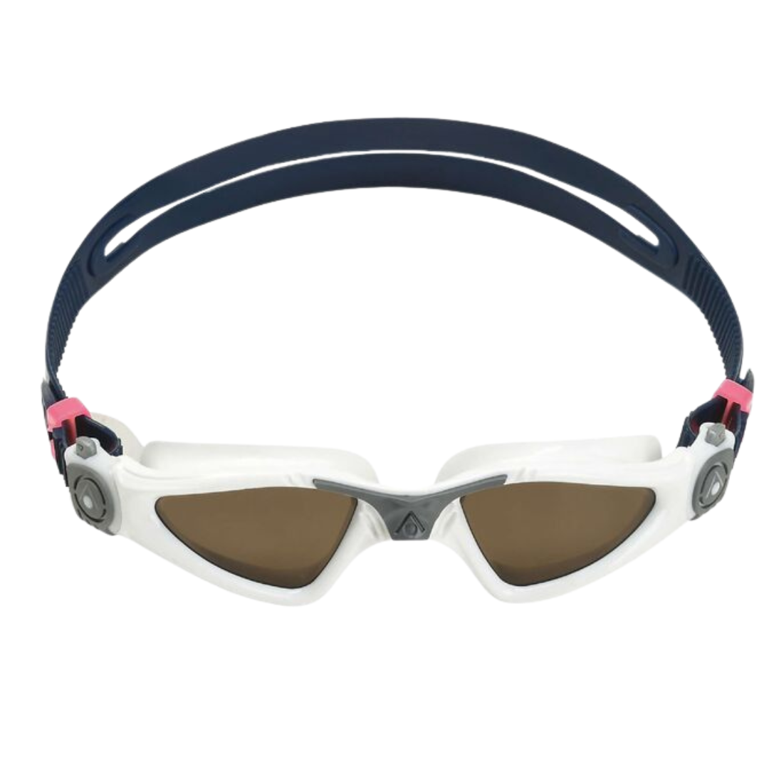 Aqua Sphere - Kayenne Polarized Lens Goggle - Compact Fit - Brown/White/Grey
