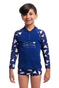 Funky Trunks - Toddler Boys - Zippy Rash Vest - Paper Plain