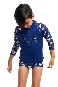 Funky Trunks - Toddler Boys - Zippy Rash Vest - Paper Plain