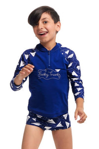Funky Trunks - Toddler Boys - Zippy Rash Vest - Paper Plain