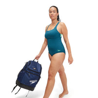 Speedo - Womens - Endurance+ MAX Support Banded Racerback One Piece - Dark Teal/Harlequin Green