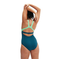 Speedo - Womens - Endurance+ MAX Support Banded Racerback One Piece - Dark Teal/Harlequin Green