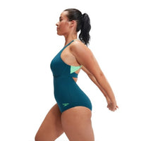 Speedo - Womens - Endurance+ MAX Support Banded Racerback One Piece - Dark Teal/Harlequin Green