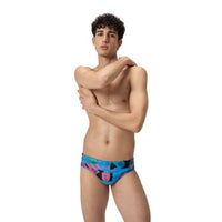 Speedo - Mens - Allover Digital 7cm Brief - True Navy/Siren Red