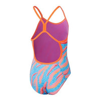 Speedo - Girls - Endurance+ Allover Digital VBack One Piece - Kiki Pink/Picton Blue/Siren Red
