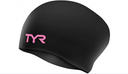 TYR - Silicone Swim Cap Long Hair Wrinkle Free - Black/Pink